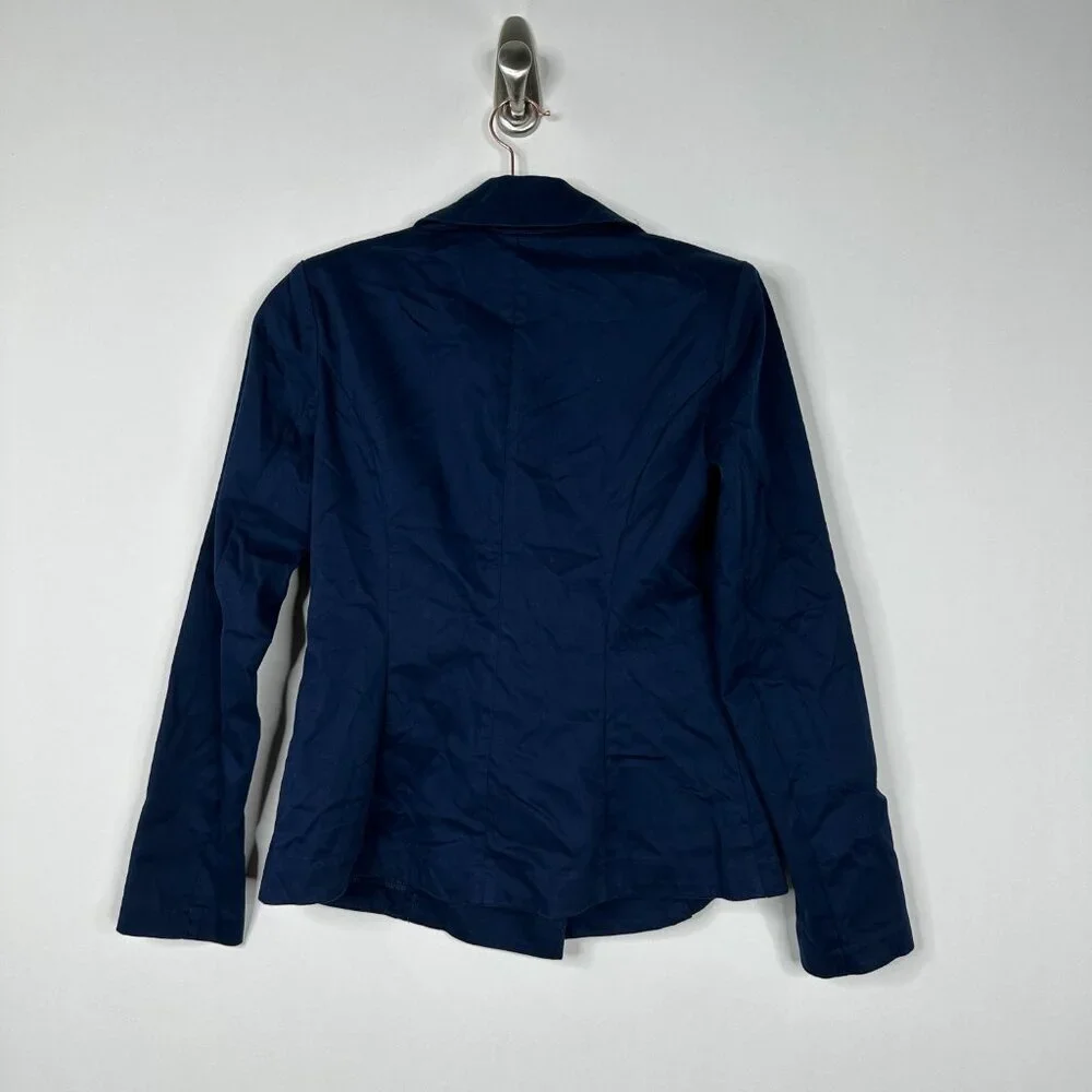 NWT White House Black Market Double-Breasted Sateen Blazer Twilight Navy 4